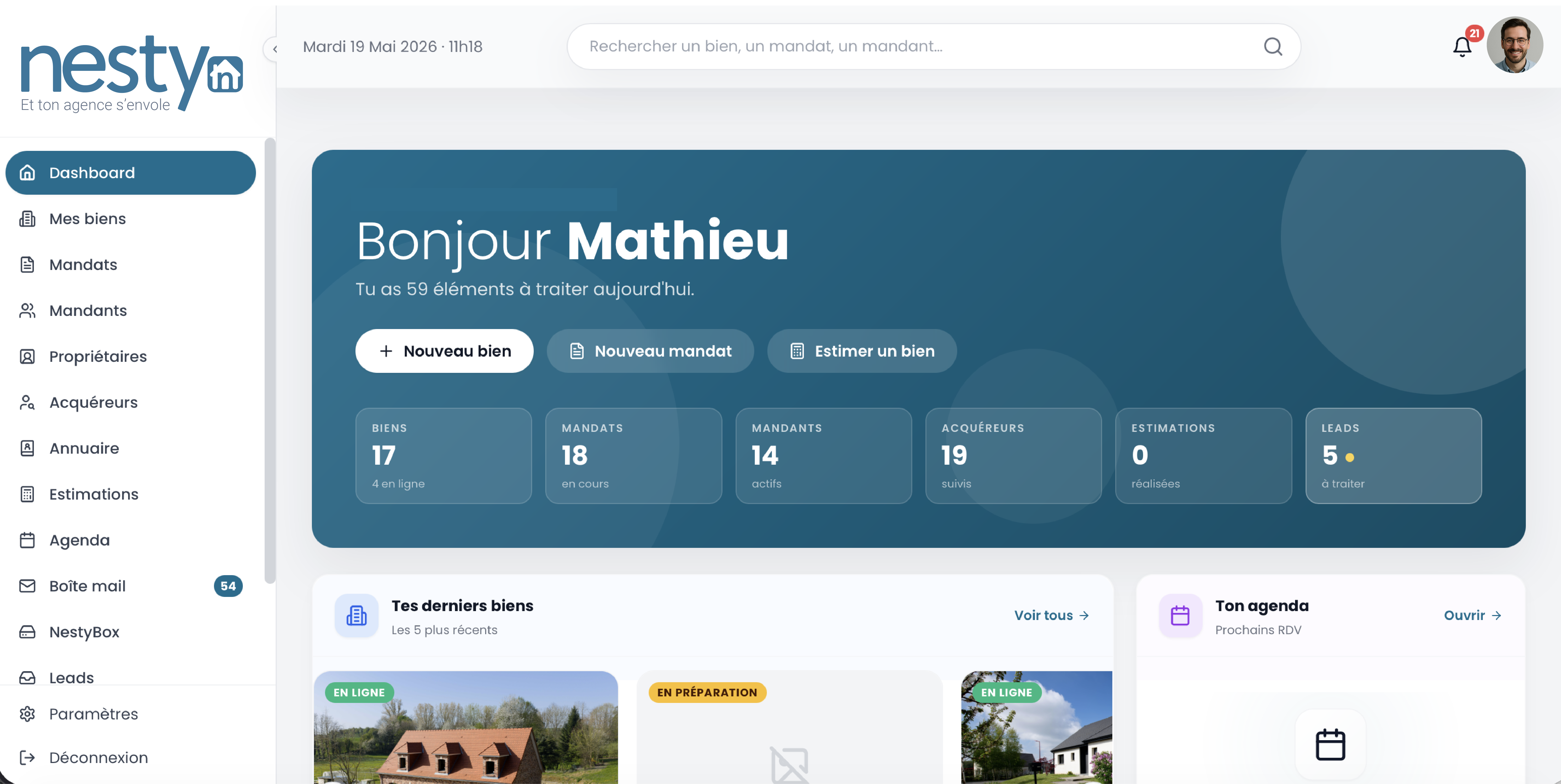 Aperçu du dashboard Habry